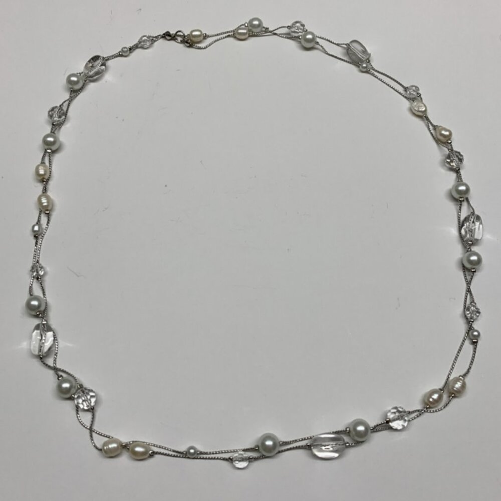 X-Tra Long Faux-Pearl And Glass Stones Necklace